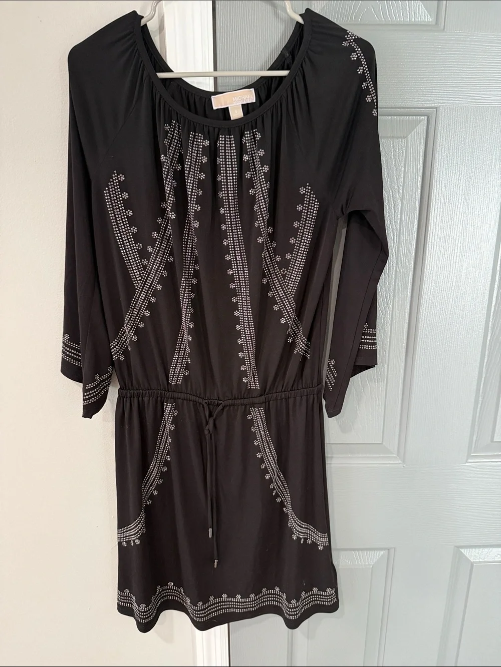 Michael Kors Black Mini Dress with Silver Stud Accents